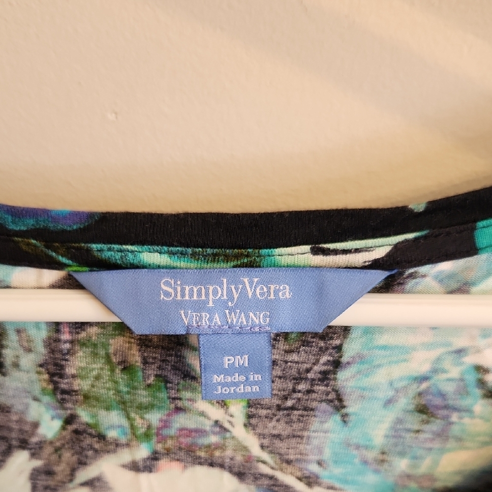 Simply Vera Vera Wang Multicolor Floral Short Sleeve Top - Picture 2 of 4